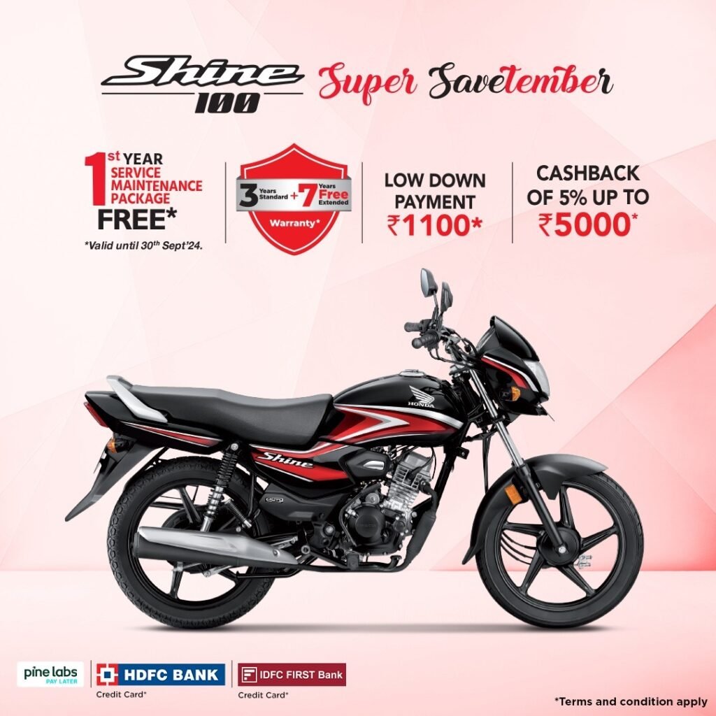 Honda Shine Diwali Offer 2024 – Now’s The Time To Buy The 125cc Motorcycle