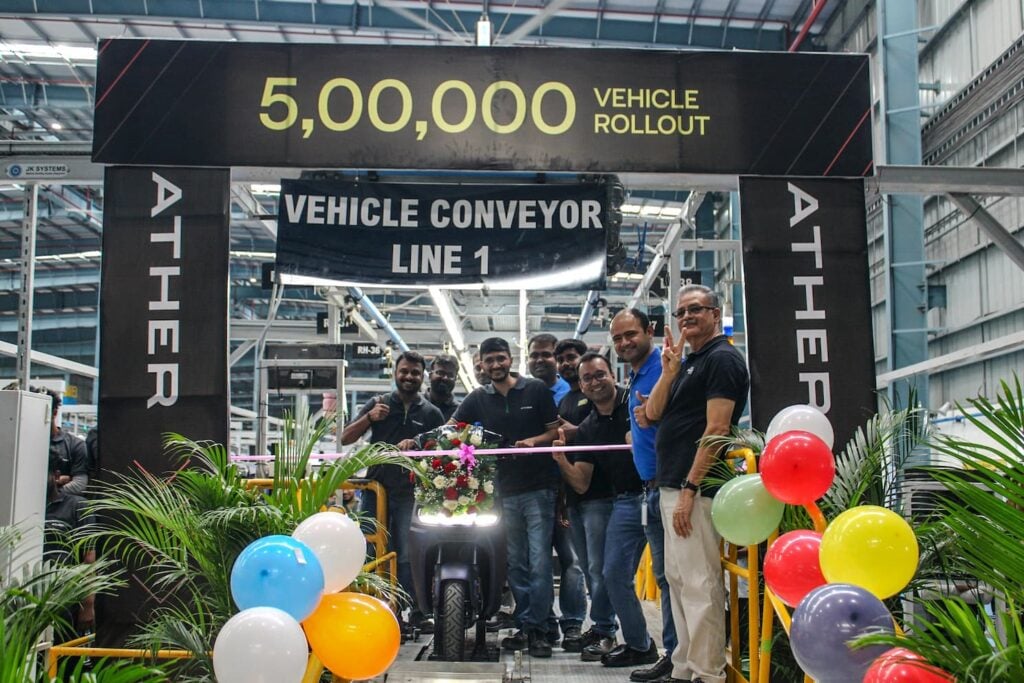 Ather Energy rolls out its 5,00,000th EV from Hosur facility
