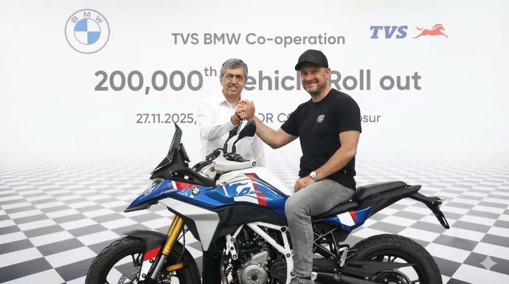 TVS-BMW Partnership Crosses 2 Lakh Units: F 450 GS Production Begins
