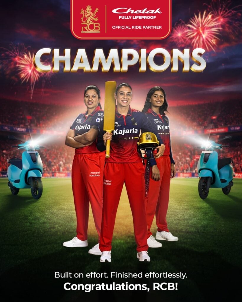 Bajaj Gifts Chetak C25 Electric Scooters to RCB Women’s T20 Squad