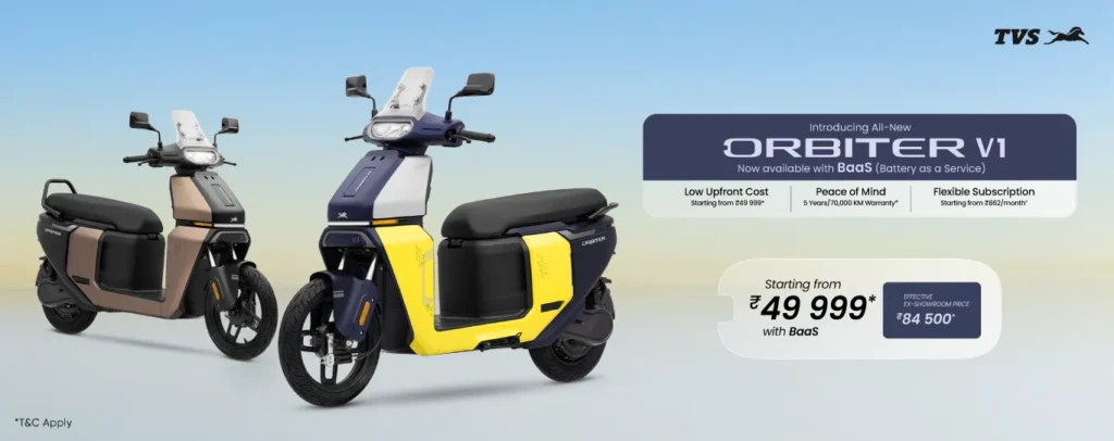 TVS Orbiter V1 Electric Scooter: Buy Under Rs 50,000 With BaaS